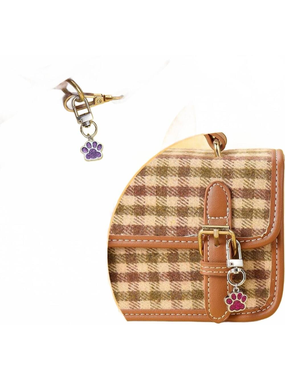 1 PC Black Keychain Paw Animal Print Bag Charm Glitter - Picture 3 of 6